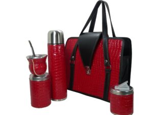 Set matero con bolso estilo Jack color croco rojo