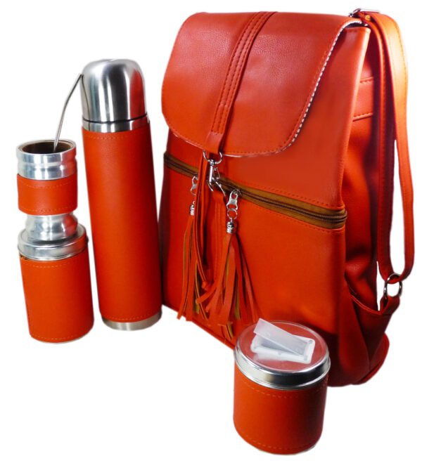 Set de mate con mochila color naranja estilo Aylen
