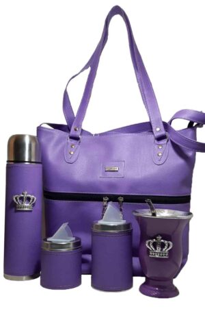 Set de mate con cartera color lila con mate corona estilo Aylen