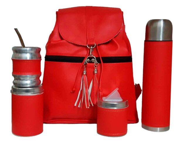 Set de mate con mochila color rojo estilo Aylen